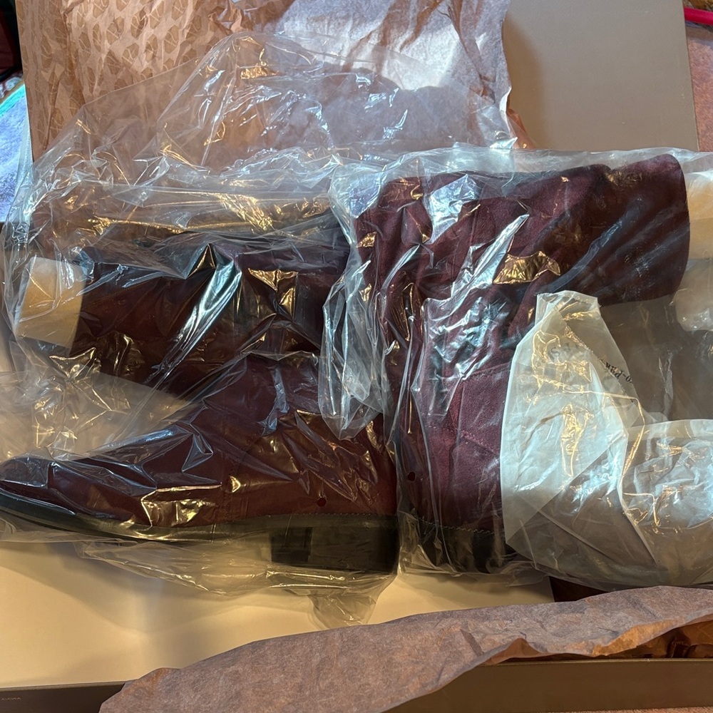Franco Sarto Dark Burgundy Knee High Suede Boots - Picture 3 of 8